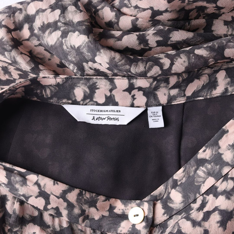 앤아더스토리즈 코코아 핑크 플로럴 버튼플라이 쉬폰 롱 스커트 치마 이미지