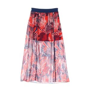 에고이스트 레드 네이비 패턴 쉬폰 롱 스커트 치마 이미지