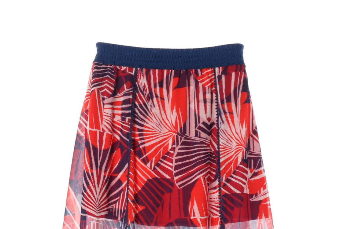 에고이스트 레드 네이비 패턴 쉬폰 롱 스커트 치마 이미지