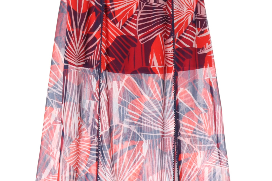 에고이스트 레드 네이비 패턴 쉬폰 롱 스커트 치마 이미지