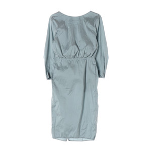 TIME 타임 실크 스카이블루 백버튼 카라 긴팔 롱 맥시 원피스 드레스 이미지