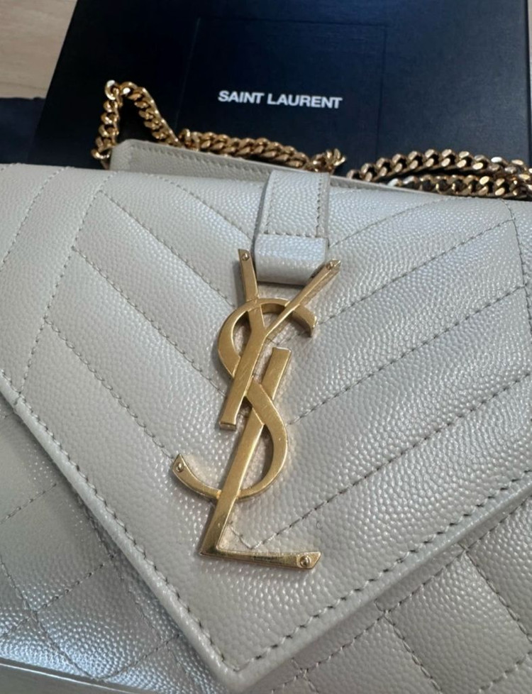 [상태 S] 생로랑 엔벨로프 스몰 체인백 크림 아이보리--5