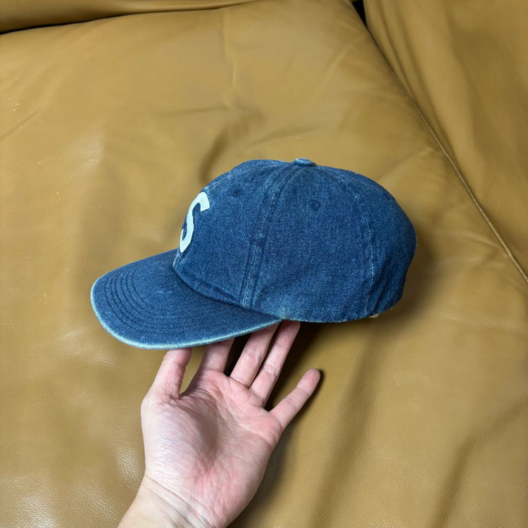 슈프림 S로고 6패널 볼캡 모자 워시드 데님--3
