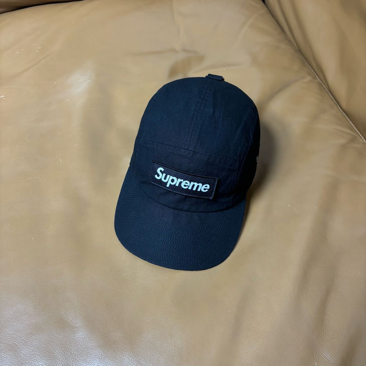 슈프림 캠프캡 모자 박스로고 왁스드 코튼 블랙--0