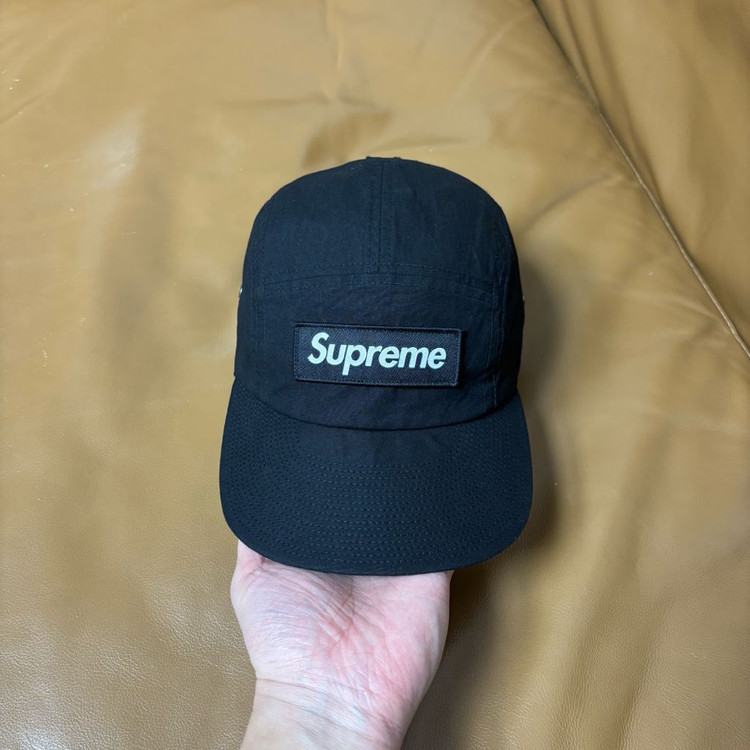 슈프림 캠프캡 모자 박스로고 왁스드 코튼 블랙--1