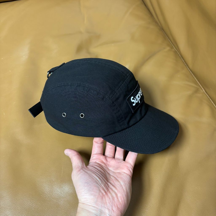 슈프림 캠프캡 모자 박스로고 왁스드 코튼 블랙--2