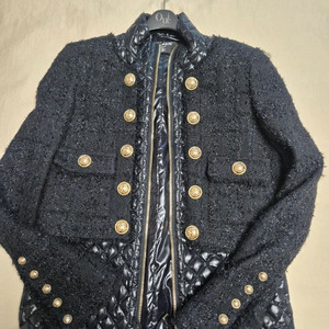 발망 금장버튼 트위드 자켓