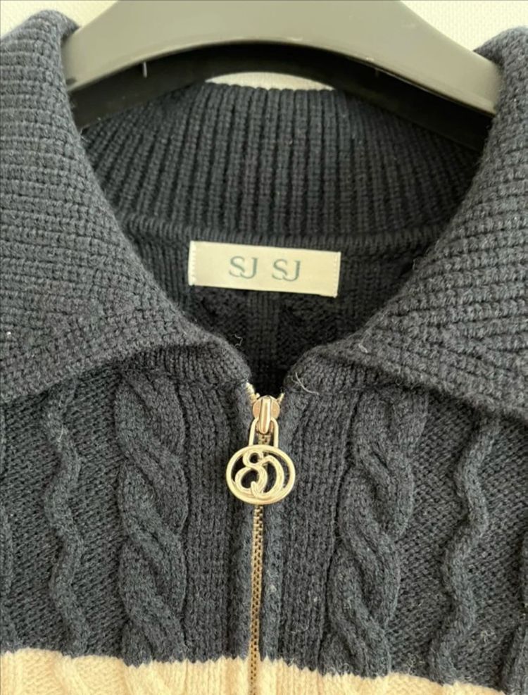 SJSJ 케이블 니트 집업 가디건--3