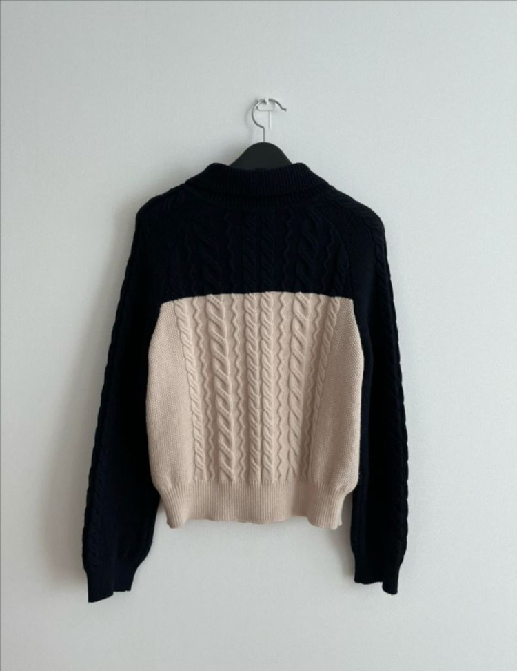 SJSJ 케이블 니트 집업 가디건--4