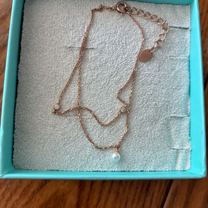 스톤 앤지 로즈골드 펄 팔찌