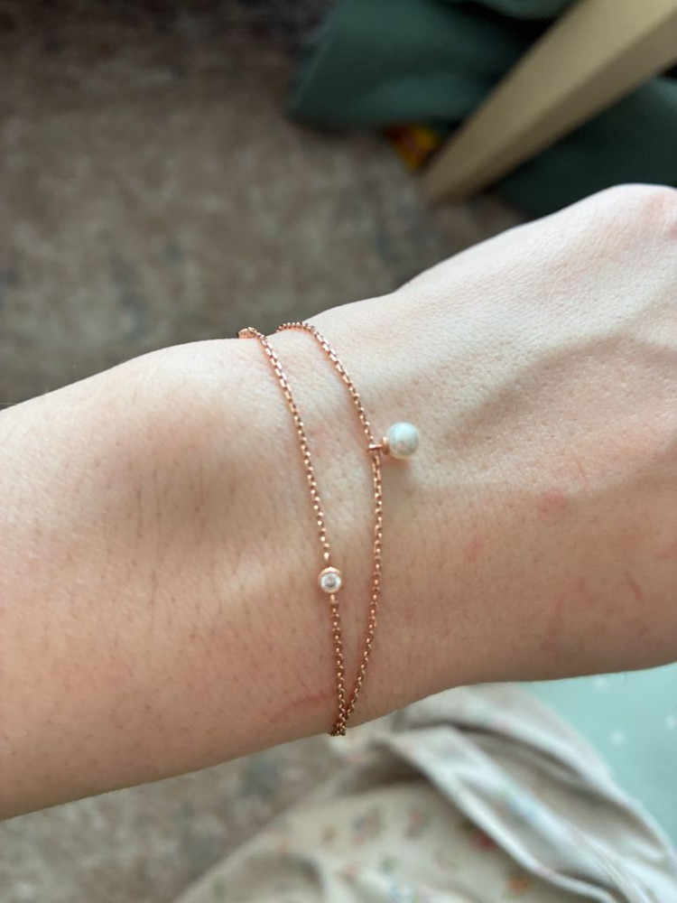 스톤 앤지 로즈골드 펄 팔찌--2