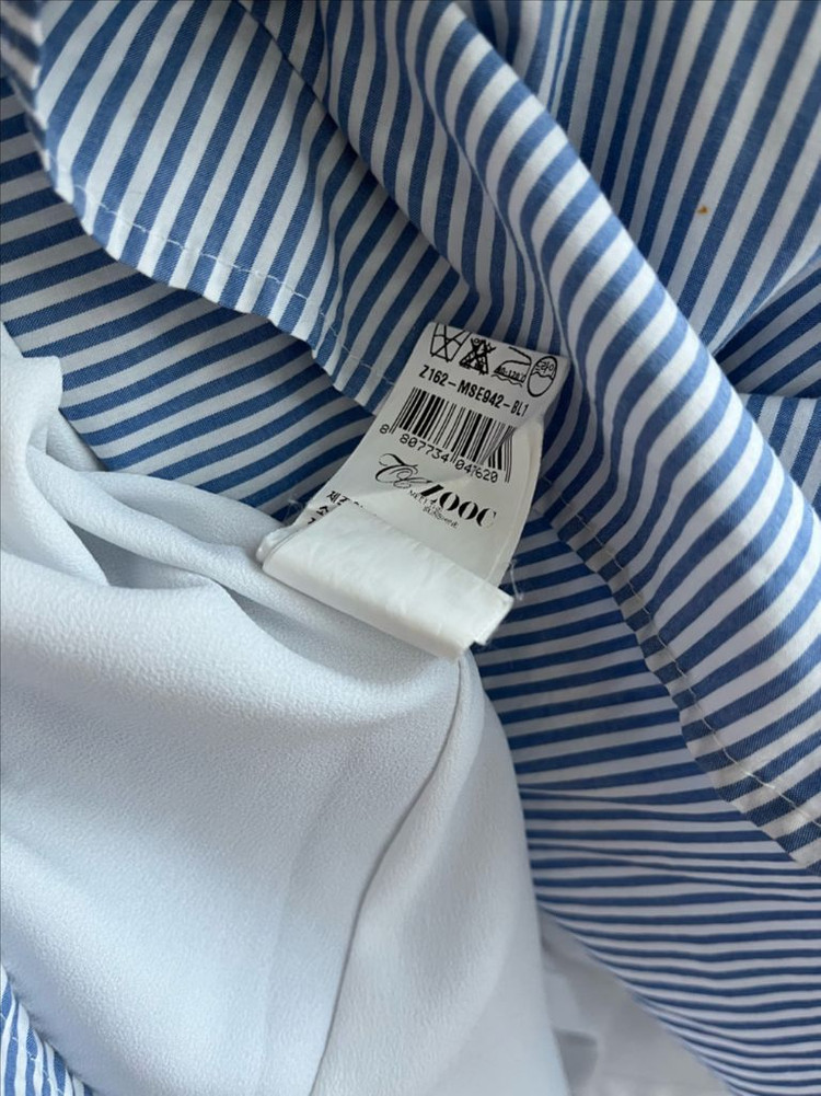 쥬크 블루 스트라이프 셔츠 원피스--3