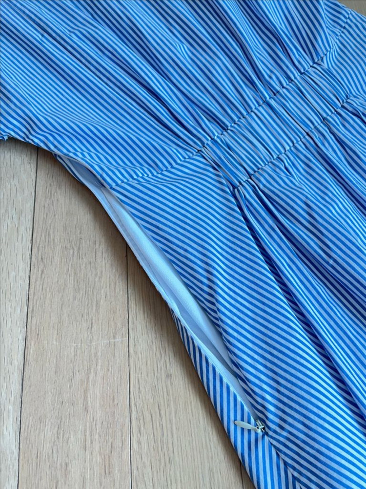 쥬크 블루 스트라이프 셔츠 원피스--4