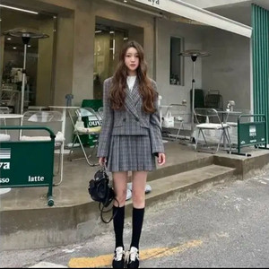 여성 마리마켓 빈티지 체크 크롭 자켓 이미지