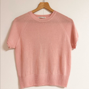 데일리룩 썸머홀가 반팔니트 핑크 프리사이즈