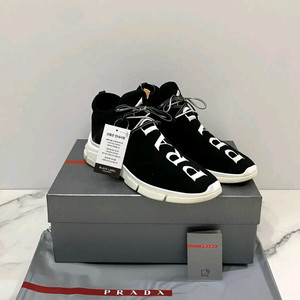 7 프라다 XY 로고 니트 스니커즈 신발 블랙 화이트 풀박스