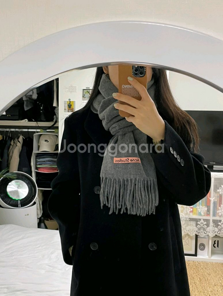 아크네 스튜디오 캐나다 뉴 오버사이즈 울 머플러 목도리 그레이멜란지--5