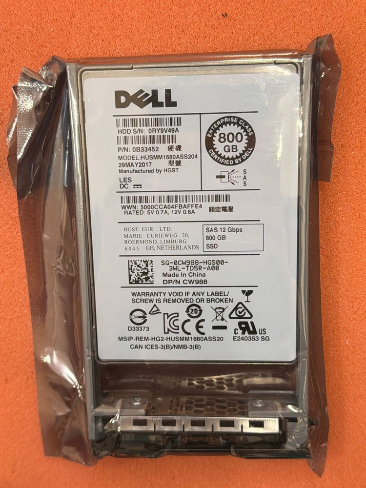 Dell 서버용 SAS SSD HGST 12G 800GB eMLC HUSMM1680ASS204 Gen13 기업용 이미지