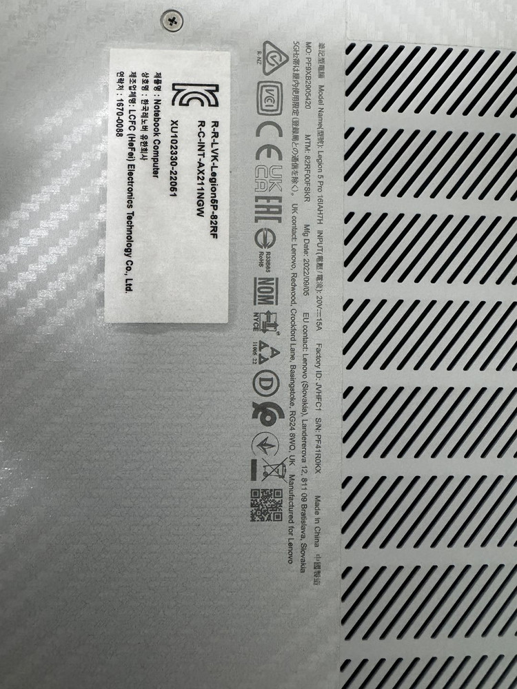 레노버 리전 5i 프로 16IAH 16 코어i9 인텔 12세대 지포스 RTX 3070 Ti 팝니다.--6