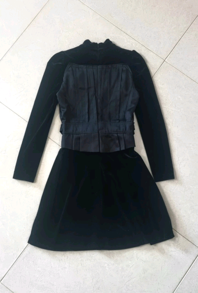 라인 여성 벨벳 블랙 원피스 55사이즈 이미지