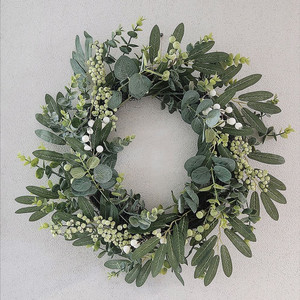 새상품)초대형 열매 화초 조화 리스 지름 50