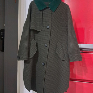 베네통 하운드투스 체크 오버핏코트