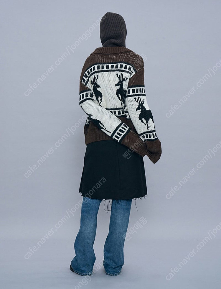 파르티멘토 코위찬 니트 집업 가디건 브라운--4