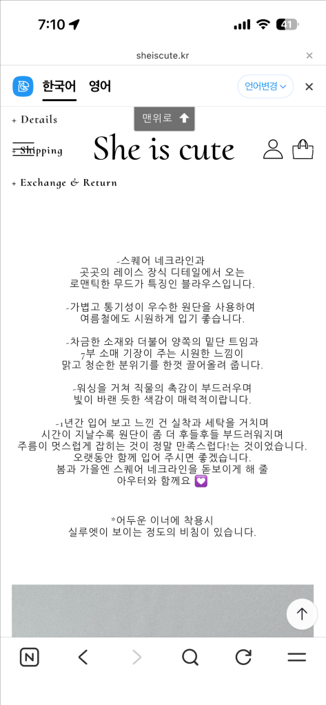 쉬이즈큐트 로맨틱 블라우스 이미지