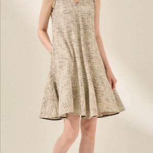 한섬 마인 백리본 크림 트위드 디테처블 원피스 새상품