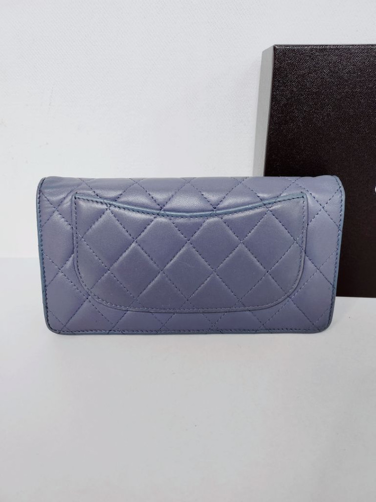 샤넬 캐비어 은장 CC로고 클래식 플랩 여성 장지갑--2