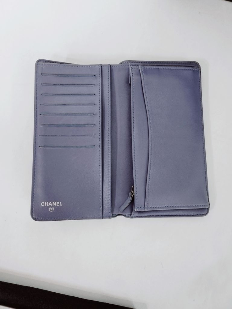 샤넬 캐비어 은장 CC로고 클래식 플랩 여성 장지갑--4