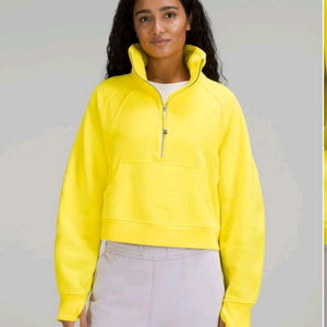 룰루레몬 스쿠바 오버사이즈드 퍼넬넥 하프집업 소닉옐로우 S