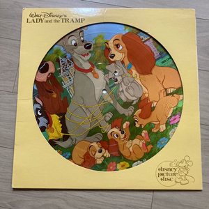 재생불가) 빈티지 디즈니 레이디앤트럼프 픽쳐디스크 바이닐 lp