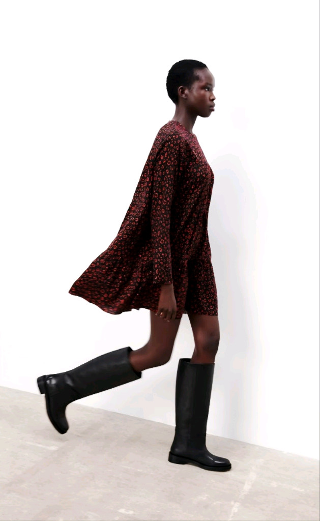 ZARA 자라 레오파드 플레어 원피스--6