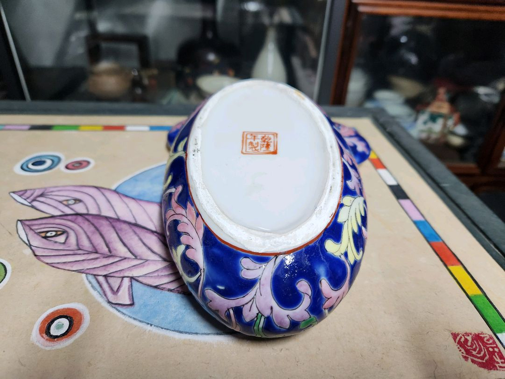 중국 빈티지 도자기 분채 합(인주합)--6