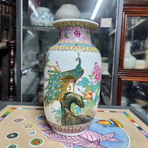 분채법랑 화조도문 화병