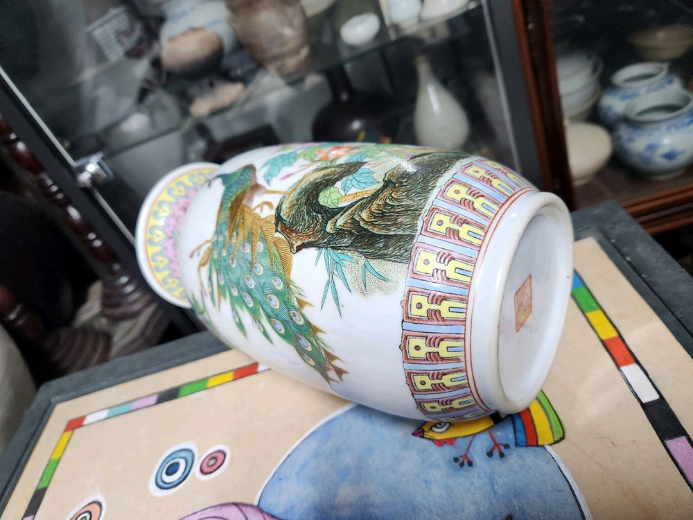 분채법랑 화조도문 화병--3