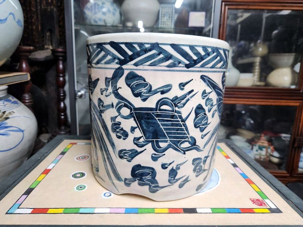 일본 도자기 지통--1