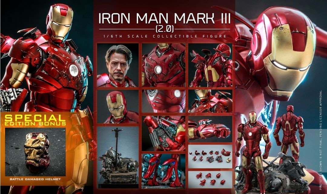 1/6 핫토이 아이언맨 마크3 2.0 스페셜 버전 미개봉--0