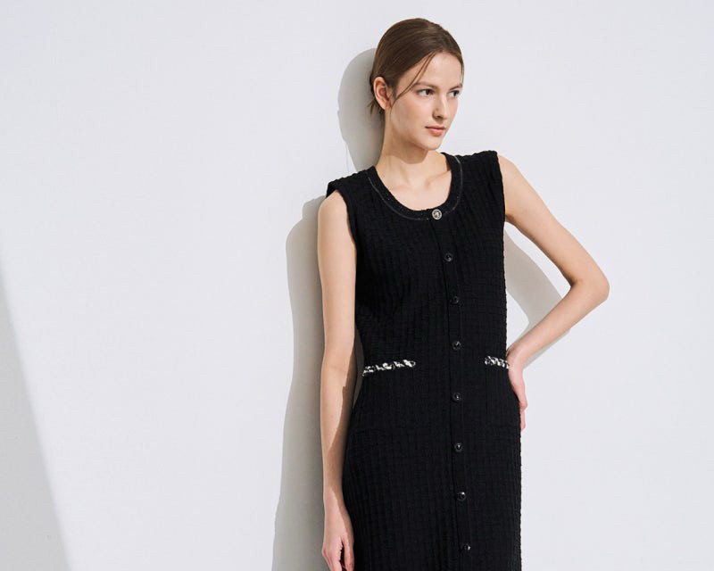 니트 가디건 드레스 세트--5