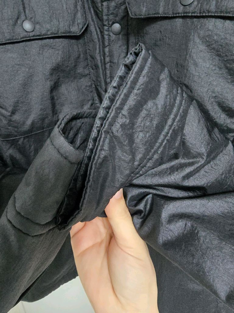 커스텀멜로우 Sad Smile 남성 경량패딩 자켓 M 블랙--1