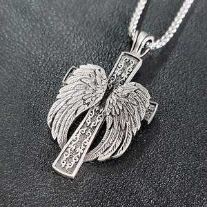 가브리엘 주석 천주교 기독교 펜던트 클래식 고딕 천사 날개 남자 목걸이 이미지