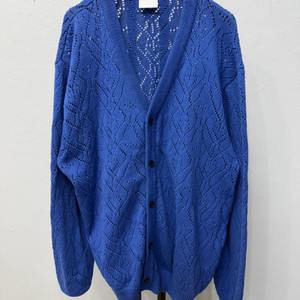 정품) 노매뉴얼 25ss 블루 아가일 니트 가디건 L