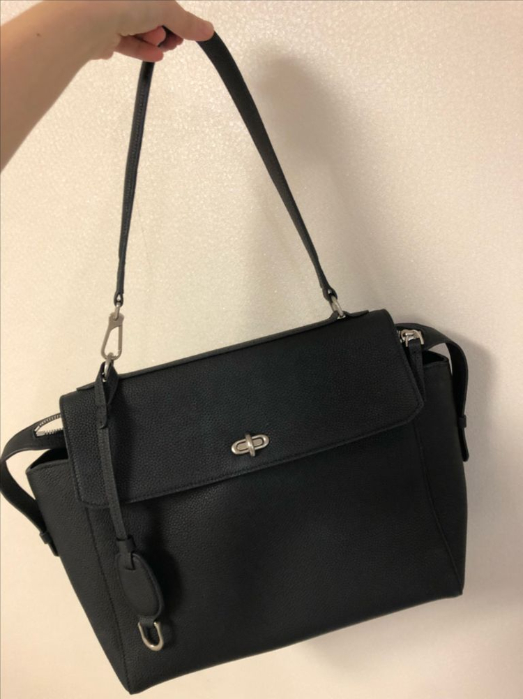 드메리엘 루나 사첼백 리얼 토고 소가죽 미디움 블랙 가방 토트 숄더 보부상 이미지