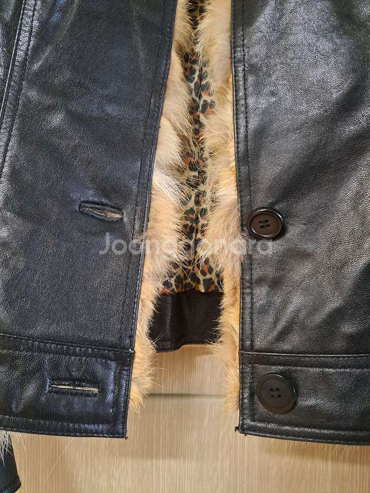 퍼 트리밍 가죽 자켓--2