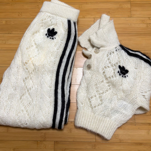 구찌×아디다스 콜라보 니트 크롭탑, 조거바지 세트 모헤어셋업