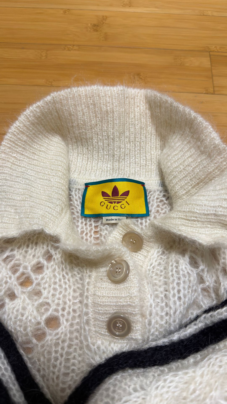 구찌×아디다스 콜라보 니트 크롭탑, 조거바지 세트 모헤어셋업--2