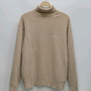 루이까스텔 울 캐시미어 터틀넥 케이블 니트 스웨트 / 남 100 베이지