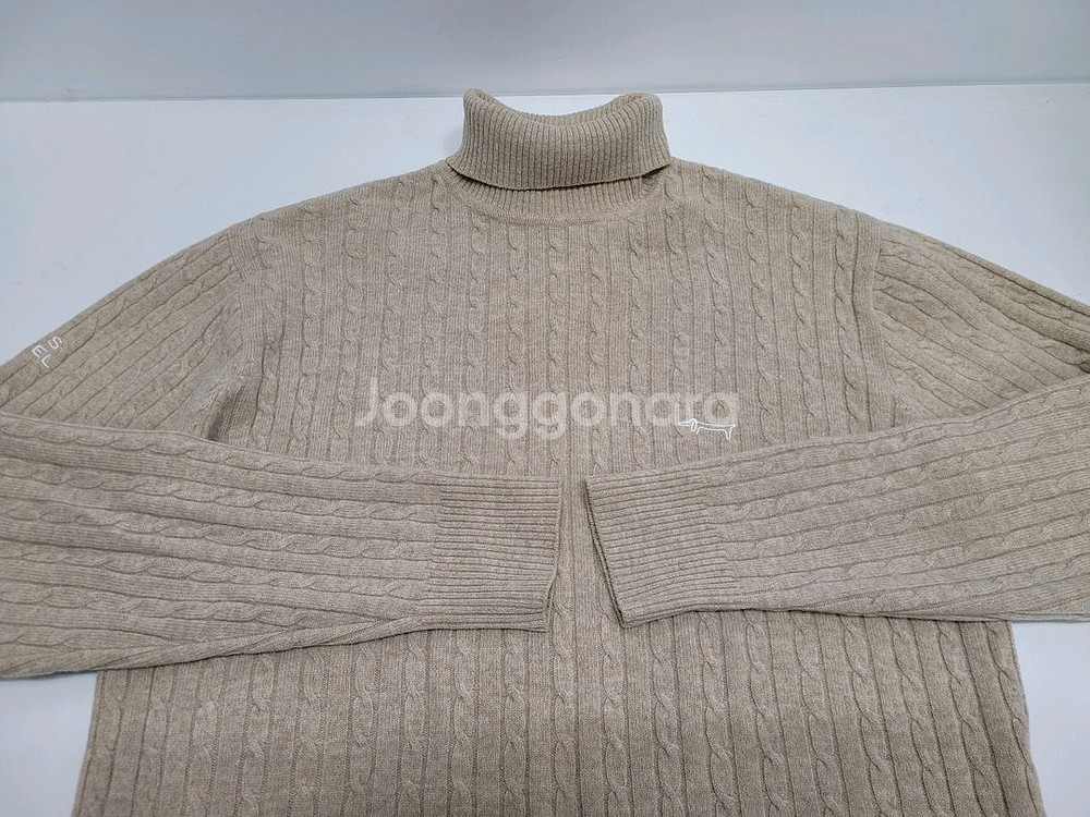 루이까스텔 울 캐시미어 터틀넥 케이블 니트 스웨트 / 남 100 베이지--2