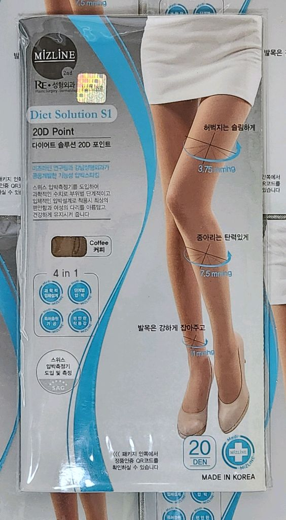 미즈라인 다이어트 슬루션 커피색 20D 압박스타킹 6족 이미지